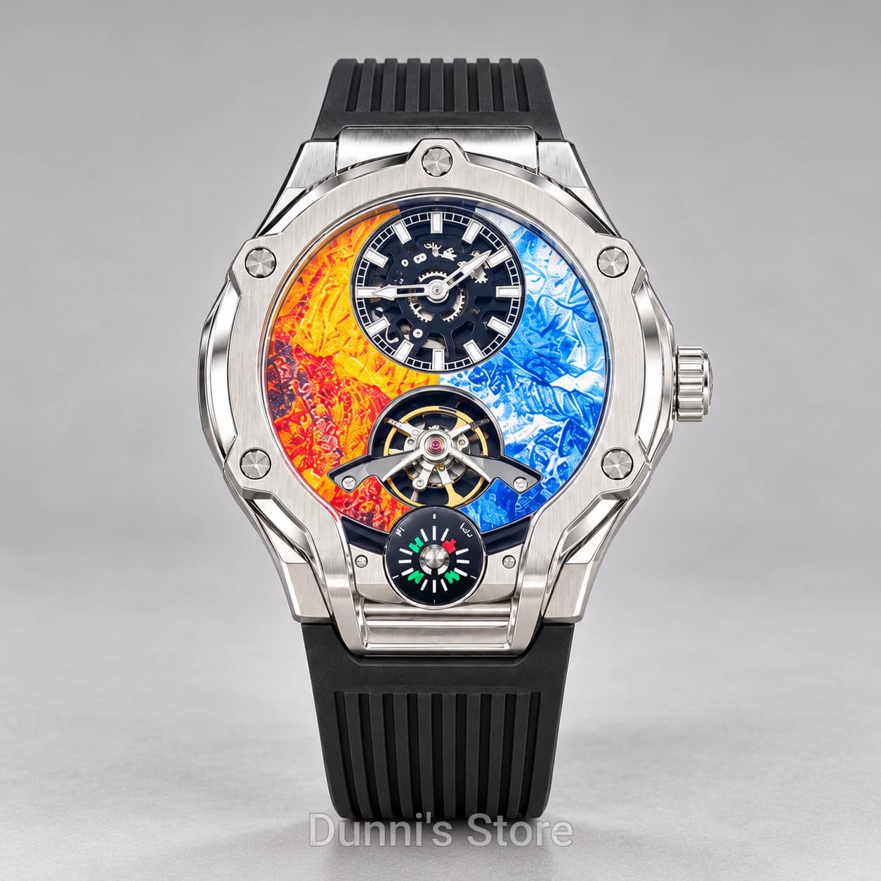 HANBORO Orange & Blue Dial Watch